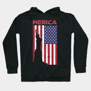 Merica Statue of Liberty and the flag of America design Hoodie